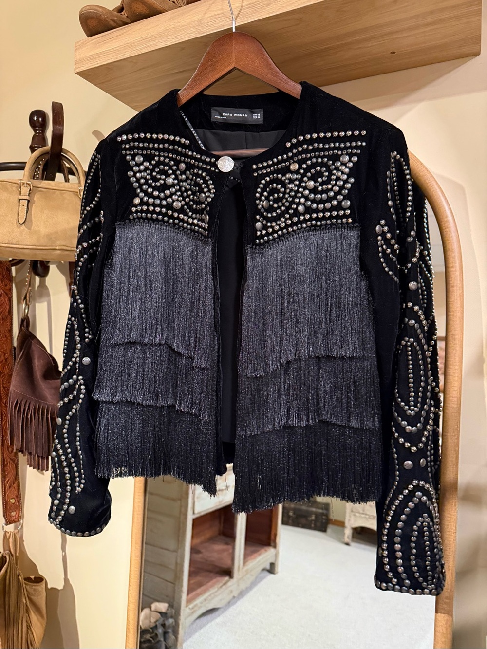 Zara Studded Fringe Top
